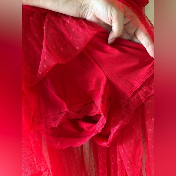 NWT Choosy OG Bae Dress Red Lace Sheer Polka Dot Mesh Sexy Dress Size 18 and 16 - Picture 5 of 10